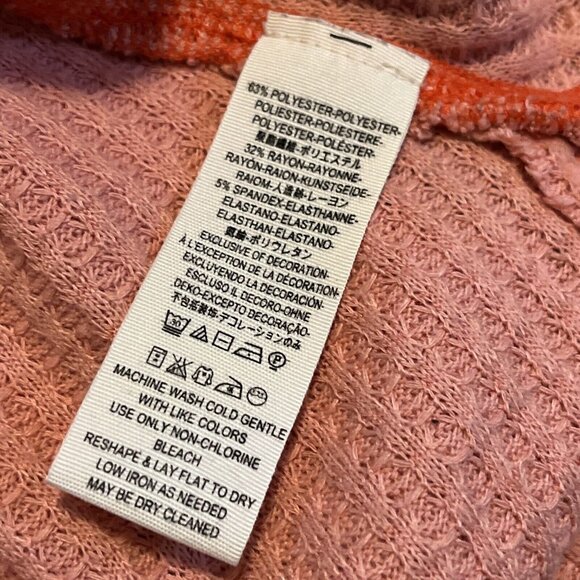 Women's We the Free Camo Cuff Waffle Knit Top SZ Large Thermal Oversized Pink - Picture 8 of 11